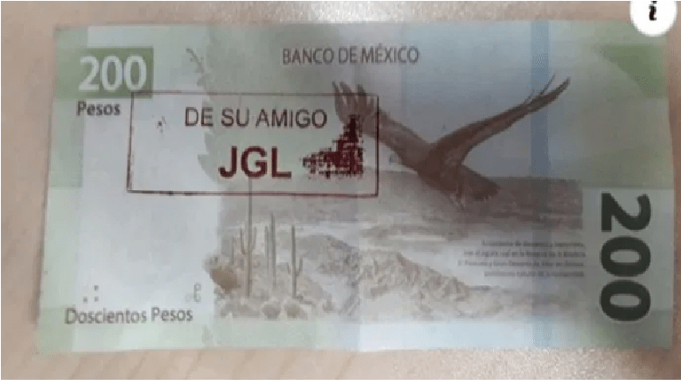 Circulan billetes de a 200 pesos con las iniciales de Joaquín “ El Chapo” Guzmán Loera