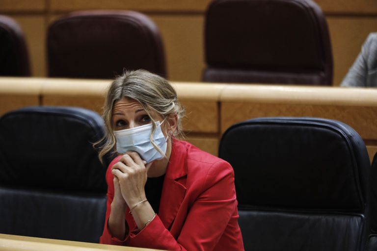 Yolanda Díaz, ministra de Trabajo y Economía Social, durante una sesión de control al Gobierno en el Senado, el 20 de octubre.