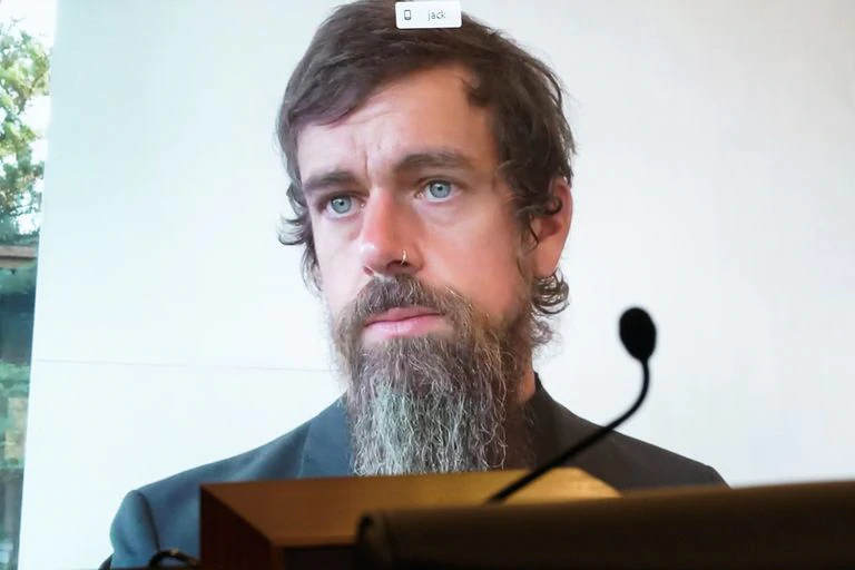 Jack Dorsey, CEO de Twitter, en su comparecencia telemática ante los senadores.