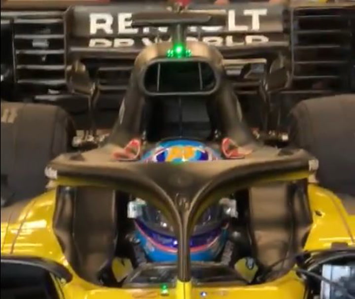El Renault de Fernando Alonso, en Montmeló El Renault de Fernando Alonso, en Montmeló