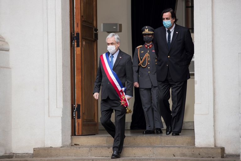 El presidente de Chile, Sebastián Piñera, en el palacio de La Moneda, este viernes.