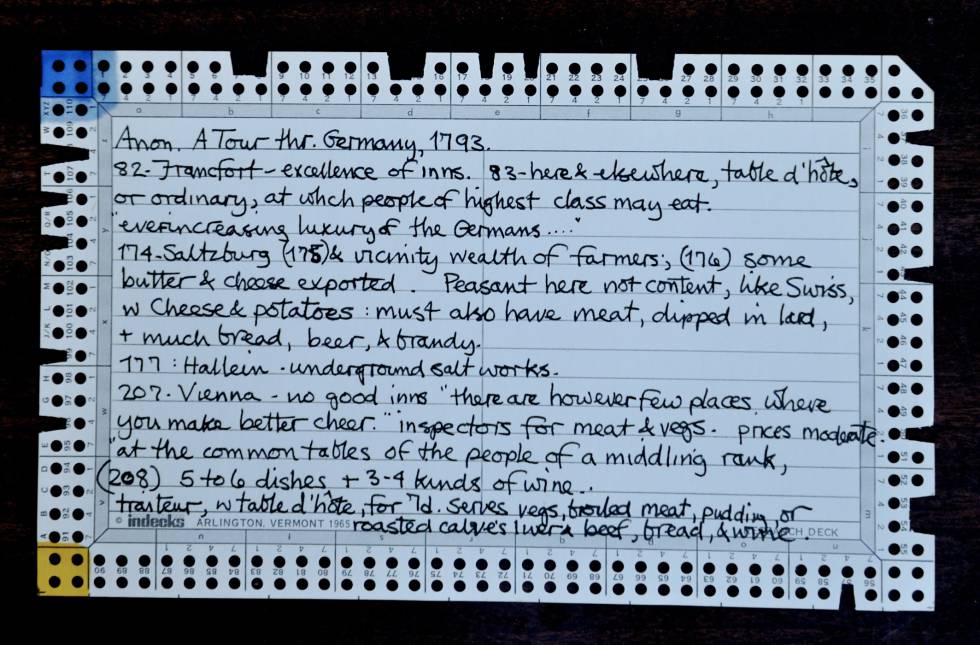 Una de las tarjetas perforadas empleadas por Wheaton