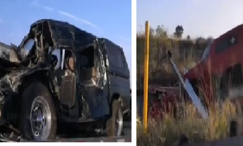 Trailer arrolla a camioneta sobre autopista México- Querétaro, chofer herido grave, se quedó sin frenos