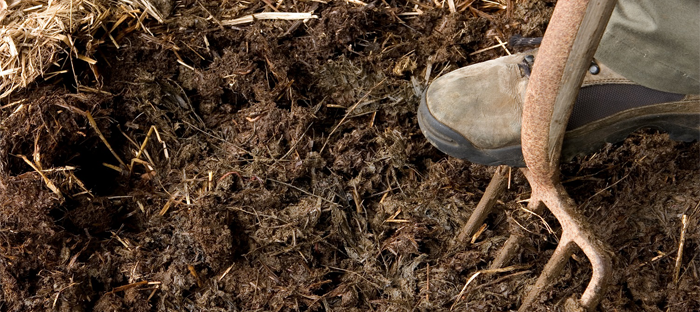 removiendo tierra con una horquilla