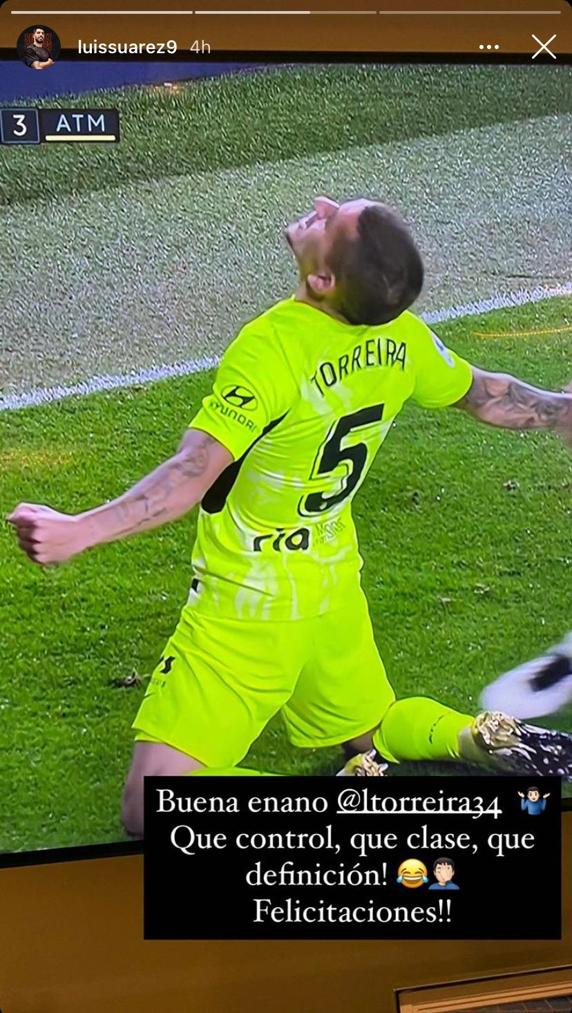 La felicitación de Luis Suárez a Torreira