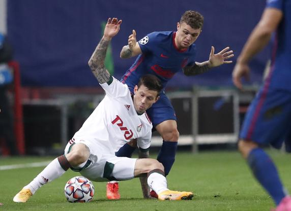 Kieran Trippier durante el encuentro de Champions.