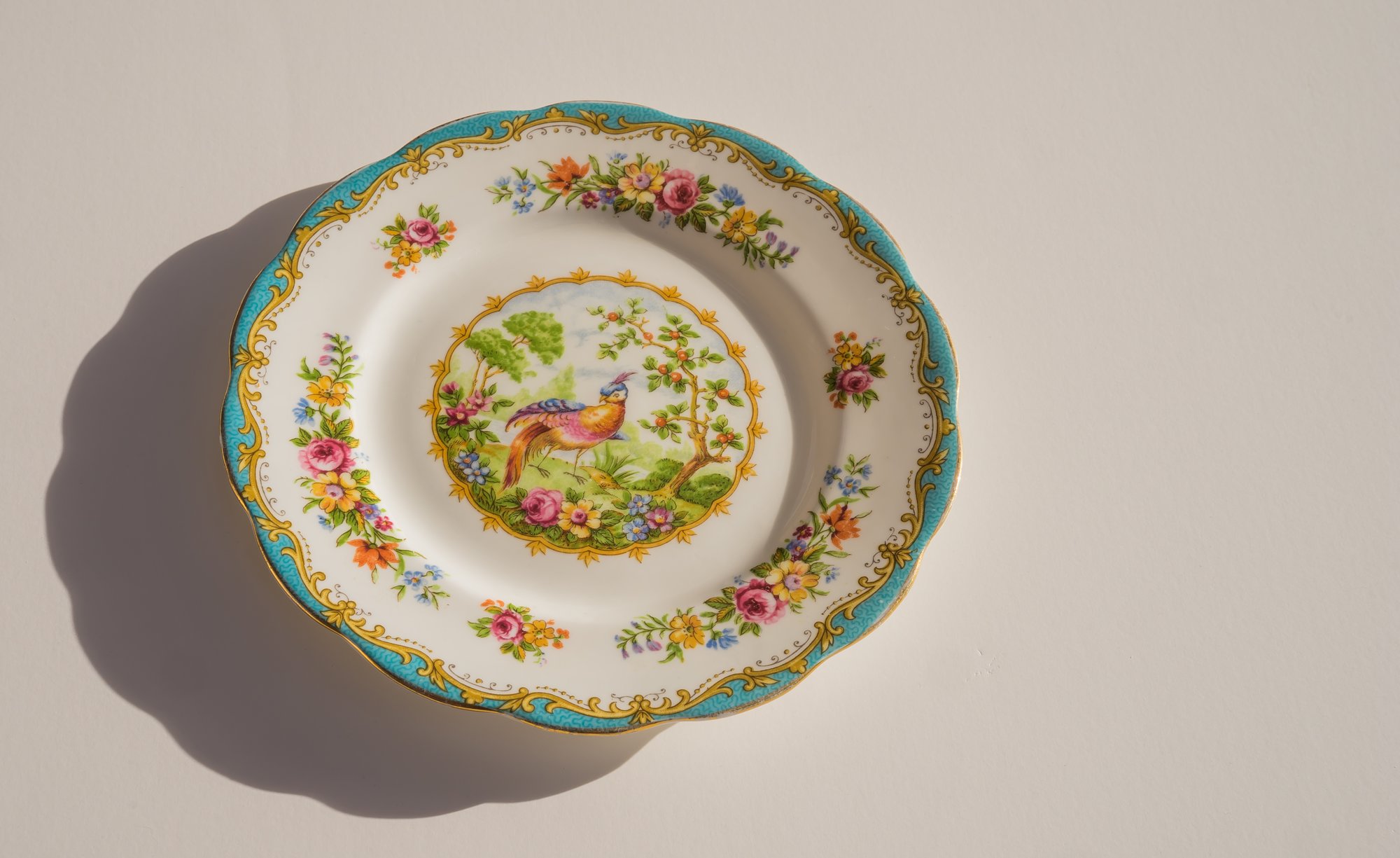 Un plato de porcelana.