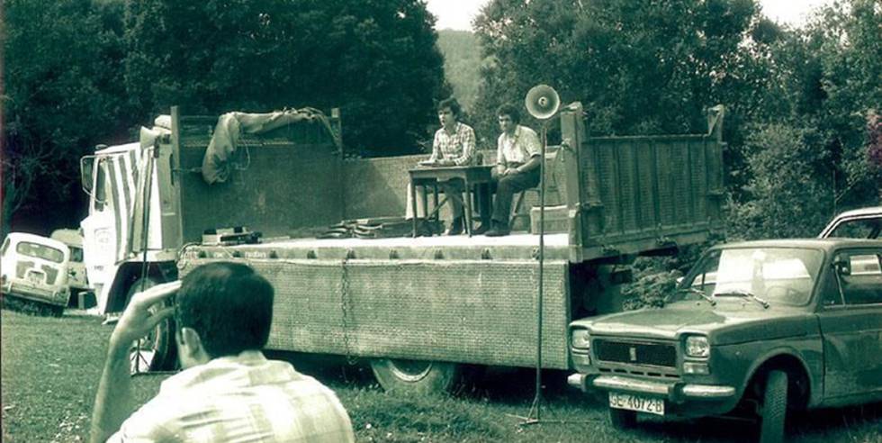 Míting a les comarques de Girona als anys vuitanta.