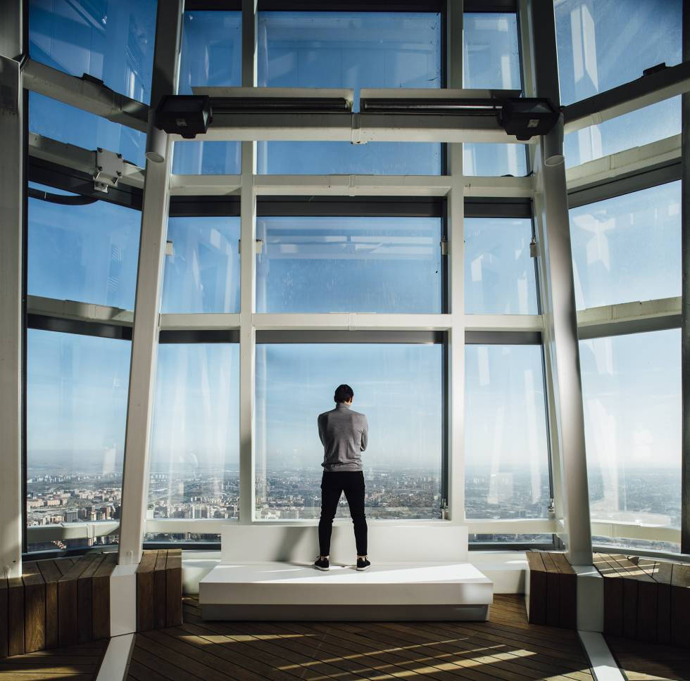 Casillas en la Torre de Cristal, a más de 200 metros sobre el suelo de Madrid.