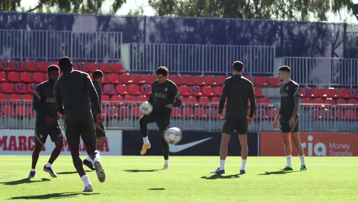 Entrenamiento del Atlético previo al partido contra el Barça