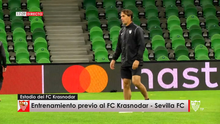 Entrenamiento del Sevilla en el campo del Krasnodar
