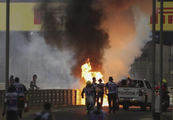 El incendio tras el accidente