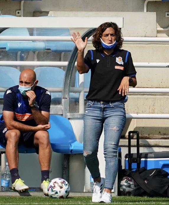 Natalia Artroyo, durante el amistoso entre la Real y Osasuna femenino en Zubieta.