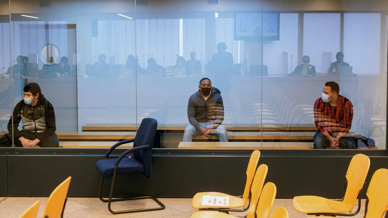 Los acusados, durante el juicio del 17-A que se desarrolla en la Audiencia Nacional.