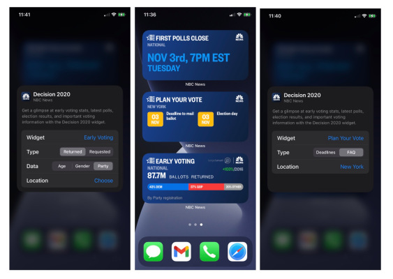 NBC News lanza un widget de iOS 14 que muestra los resultados de las elecciones en su pantalla de inicio