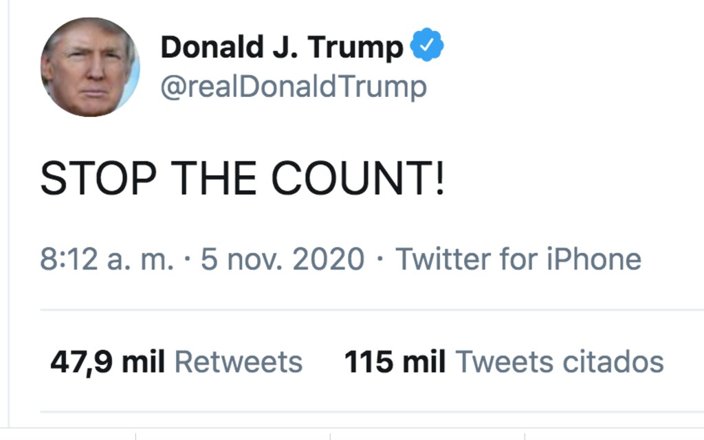 ¡Detengan el conteo!, exige Trump