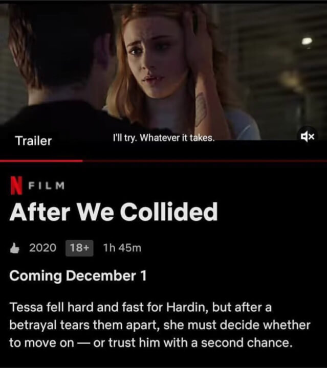 netflix 1 de diciembre después de que chocamos