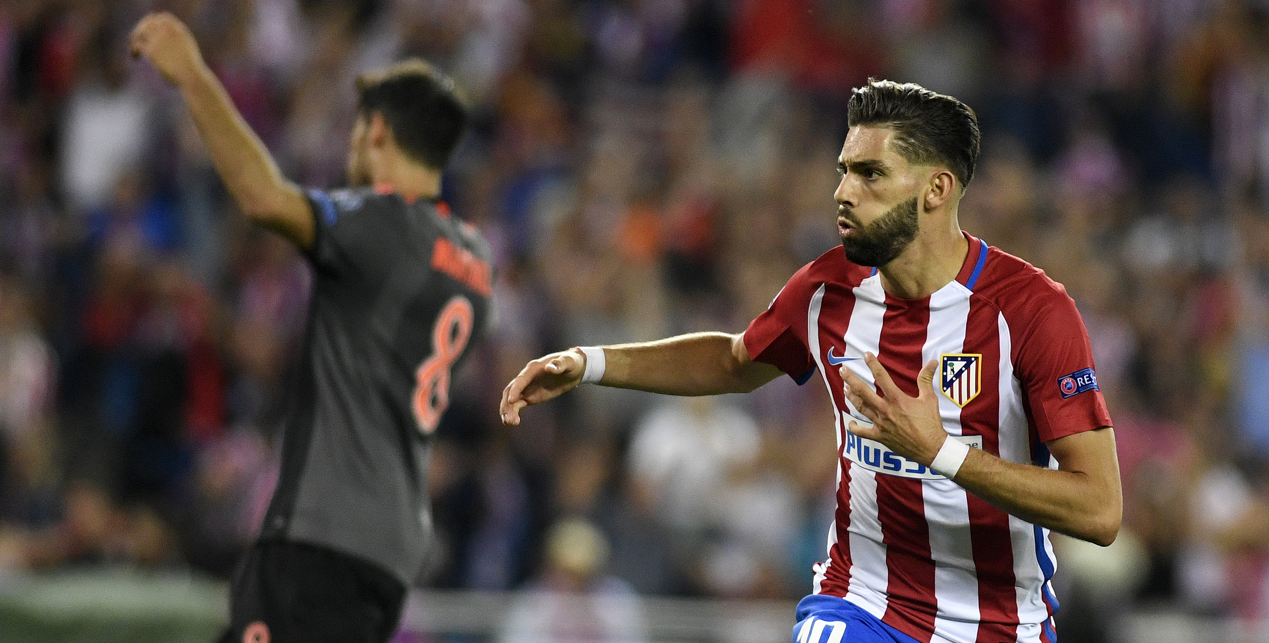 Yannick Carrasco celebra el 1-0 en el Atlético de Madrid-Bayern Munich de la Champions League 2016-2017.