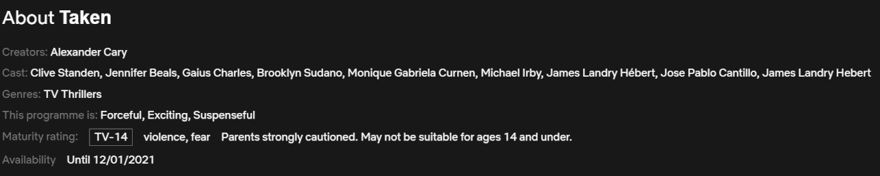 serie tomada que sale de netflix en enero de 2021 detalles