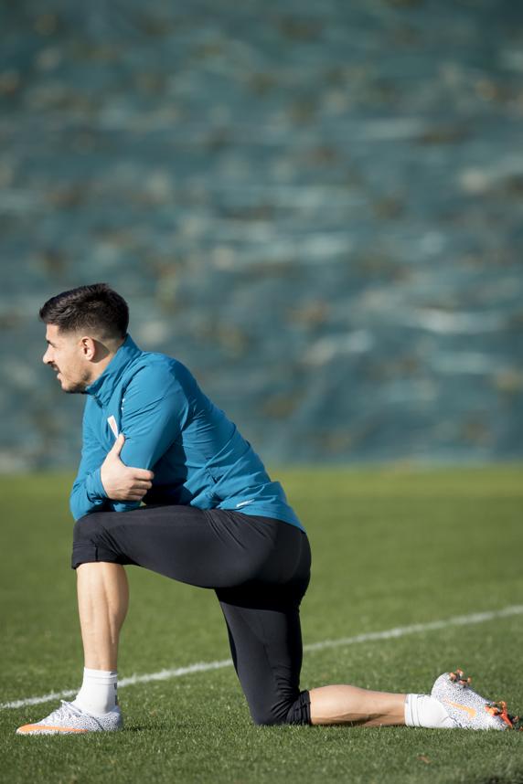 Yuri, en un momento de la sesión de esta mañana en Lezama.