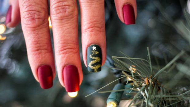 uñas navideñas fáciles