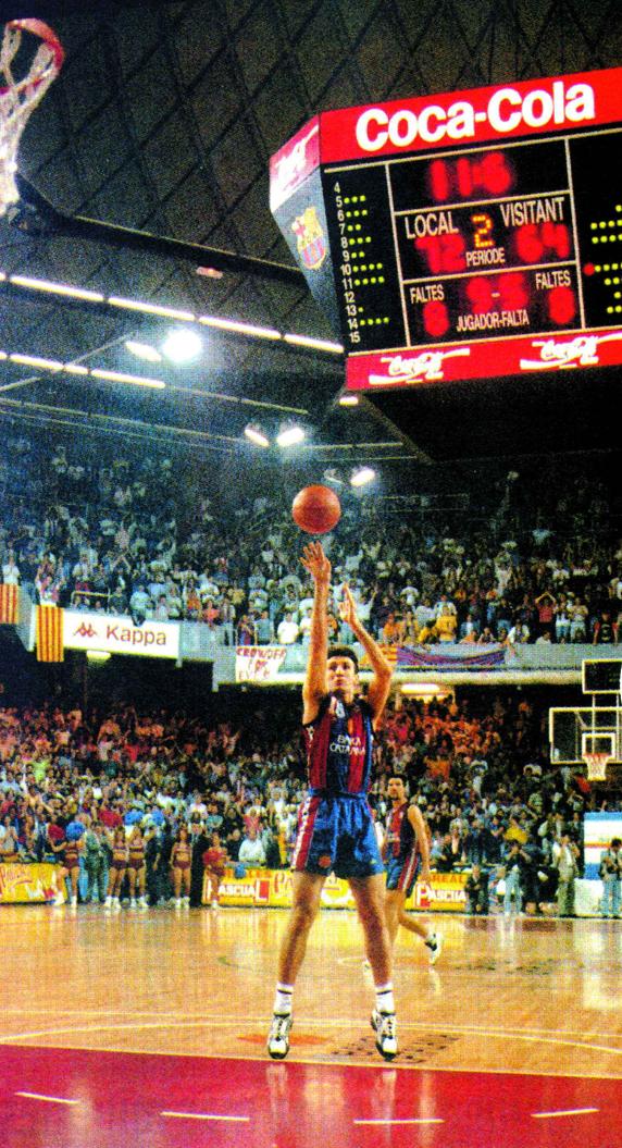 F.C.Barcelona-Unicaja Málaga. Playoff. Liga ACB. Basket. Lanzamiento de tiro libre de Juan Antonio San Epifanio 'Epi', que significó el último punto conseguido por el jugador en partido de liga.