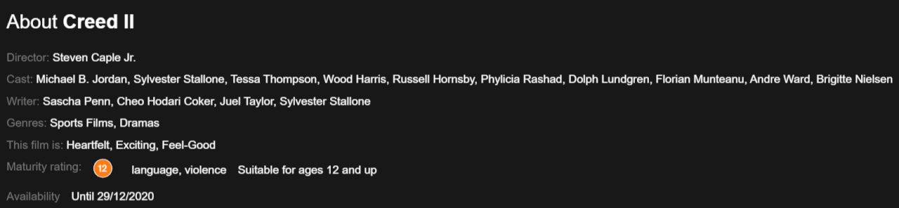 creed-2-dejando-netflix-uk-en-diciembre-2020-info-disponibilidad creed 2 saldrá de netflix uk en diciembre de 2020 disponibilidad de información