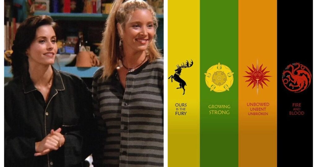Personajes de Friends clasificados en sus casas de Juego de Tronos