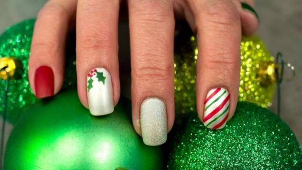 uñas navideñas fáciles
