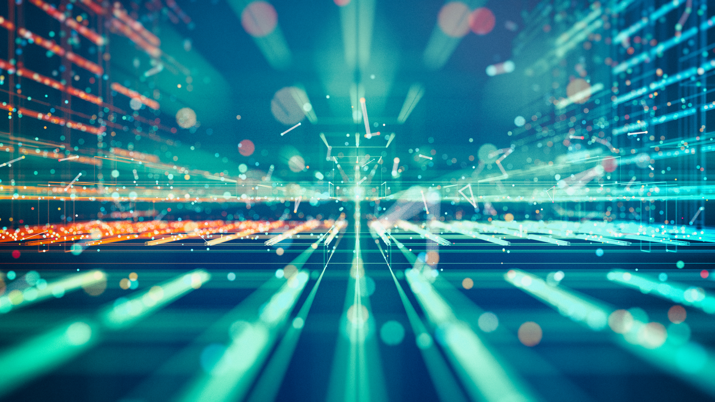 Partículas y rejilla brillante abstracta