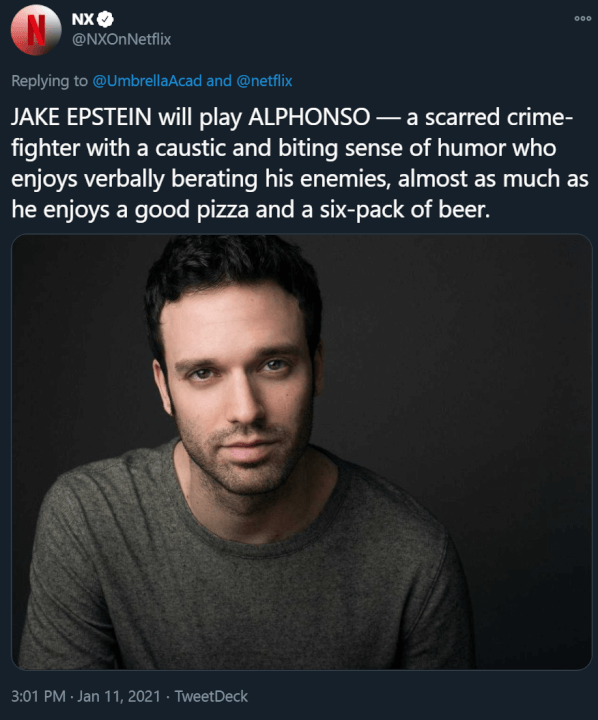 nuevos miembros del reparto academia paraguas temporada 3 academia gorrión jake epstein