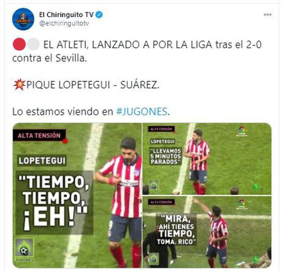 Luis Suárez tuvo un cruce de palabras con el entrenador del Sevilla.