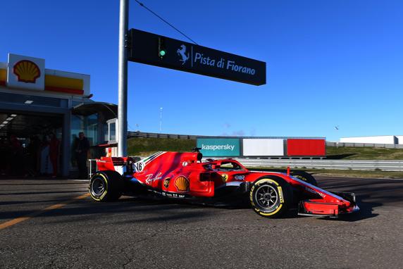Charles Leclerc, con el Ferrari de 2018 en el test en Fiorano