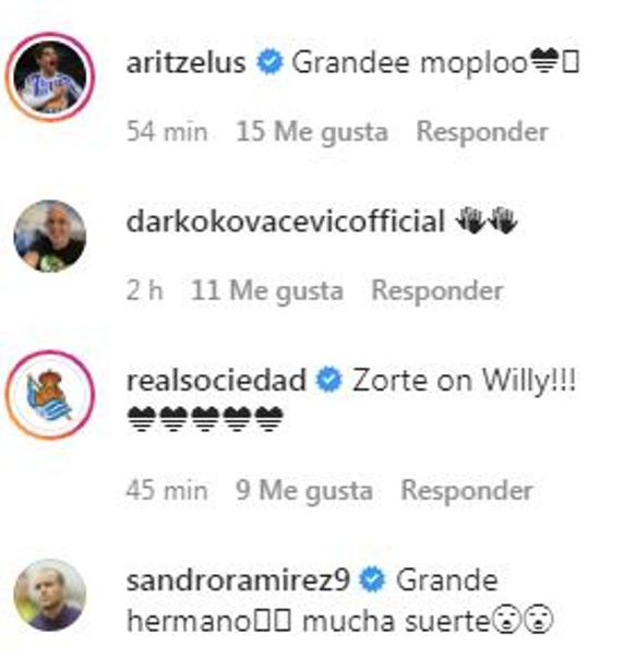 Despedida a Willian José de excompañeros de la Real