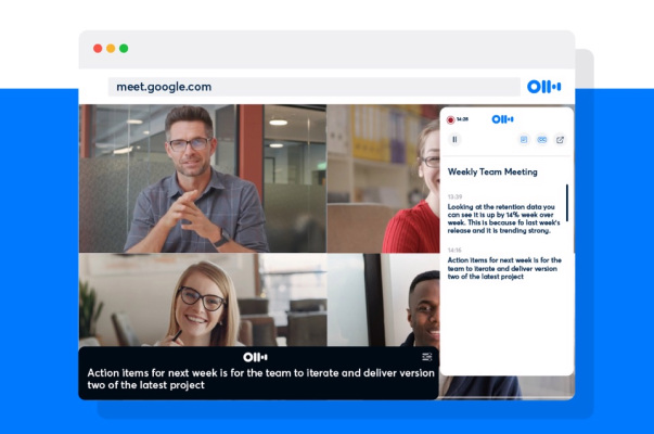 El servicio de transcripción con tecnología de inteligencia artificial Otter.ai ahora puede grabar desde Google Meet