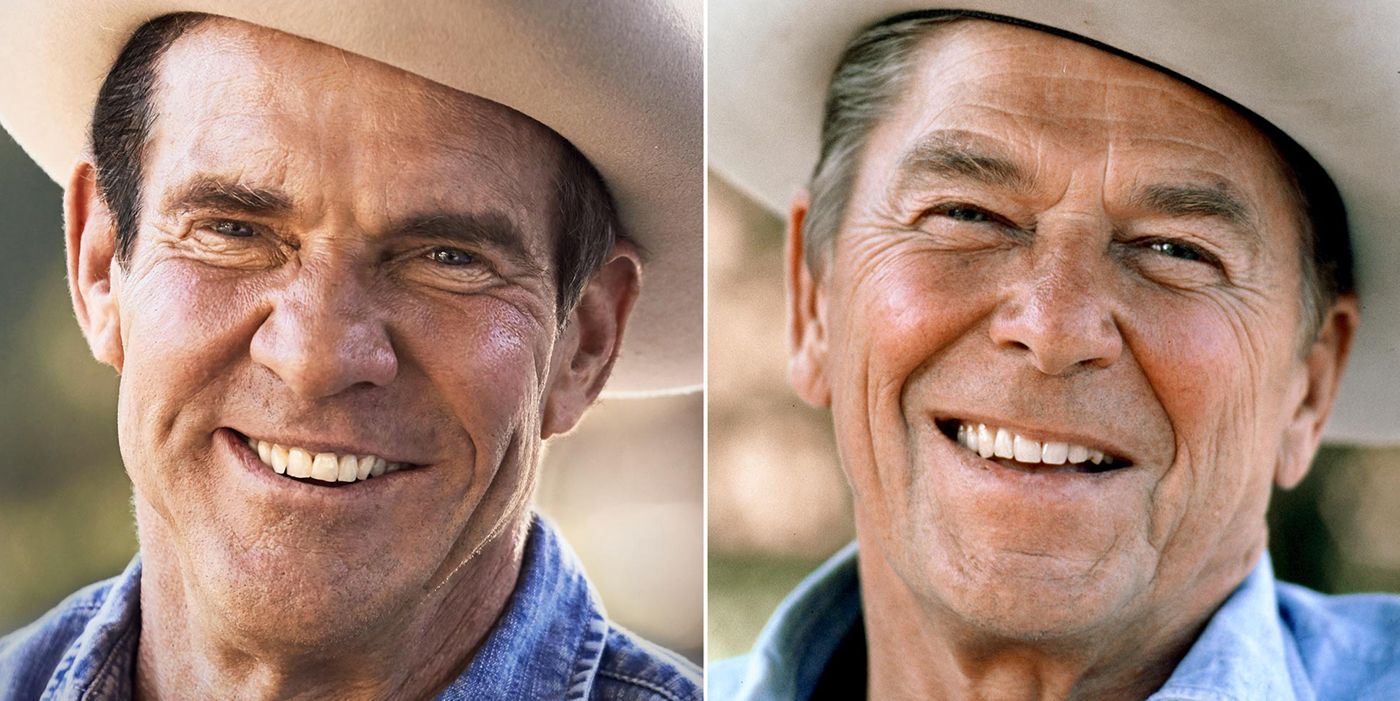 Imagen biográfica de Ronald Reagan: Dennis Quaid como presidente número 40