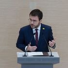 El candidato a la Presidencia de la Generalitat, Pere Aragonès, en el pleno de investidura.
DAVID ZORRAKINO - EUROPA PRESS
26/03/2021