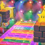 Artículos de Mario de Animal Crossing utilizados para crear Rainbow Road en interiores