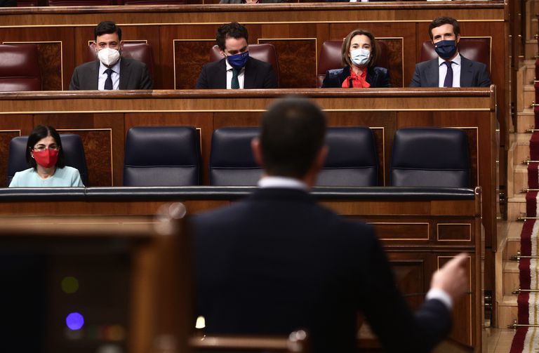 El presidente del Gobierno, Pedro Sánchez, interviene durante una sesión de Control al Gobierno en el Congreso de los Diputados.