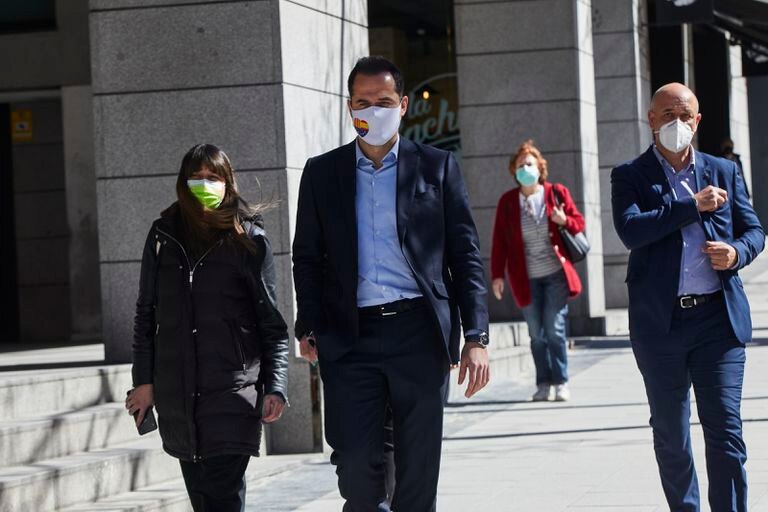 El exvicepresidente de la Comunidad de Madrid Ignacio Aguado, a su llegada a la sede de Ciudadanos para participar en una reunión de la ejecutiva nacional del partido, el 15 de marzo de 2021.
