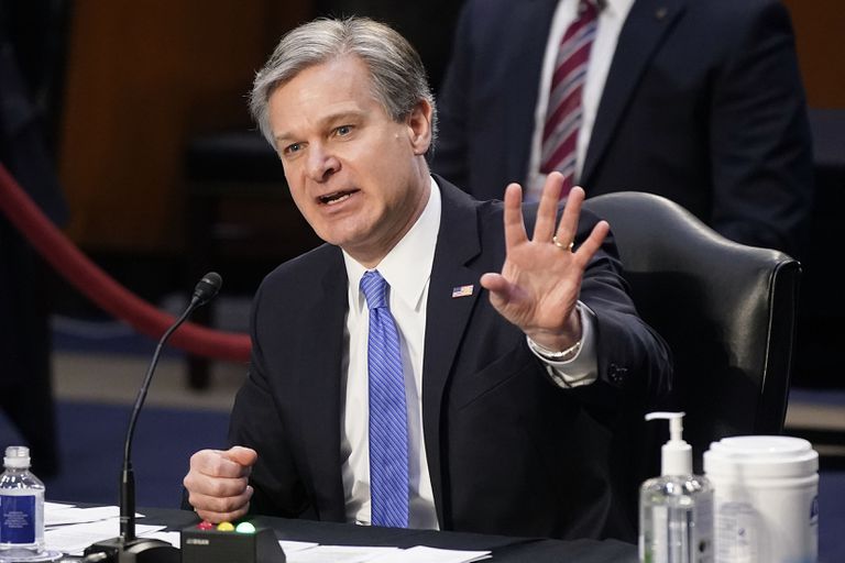 El director del FBI, Christopher Wray, testifica en el Senado, este martes en Washington.