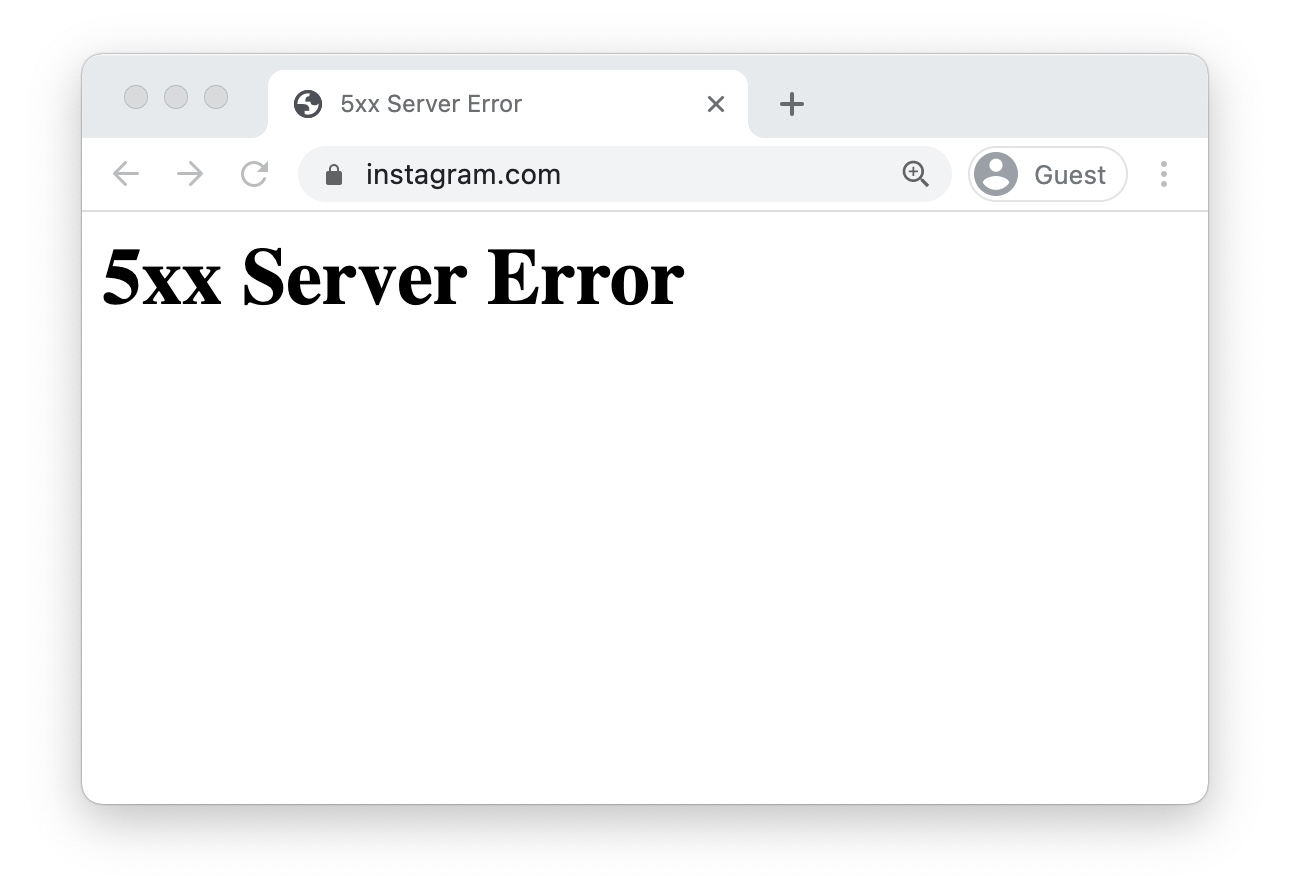 Página de error de Instagram