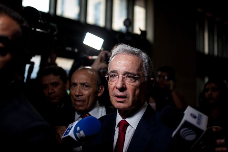 Álvaro Uribe a su llegada a la Corte Suprema de Justicia en Bogotá, el 8 de octubre de 2019.