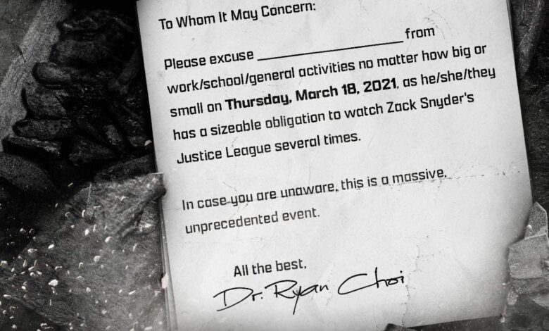 La Liga de la Justicia de Zack Snyder se burla del átomo con una nota falsa del doctor