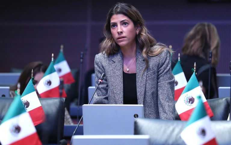 La senadora mexicana del PRI Sylvana Beltrones en una sesión de trabajo.
