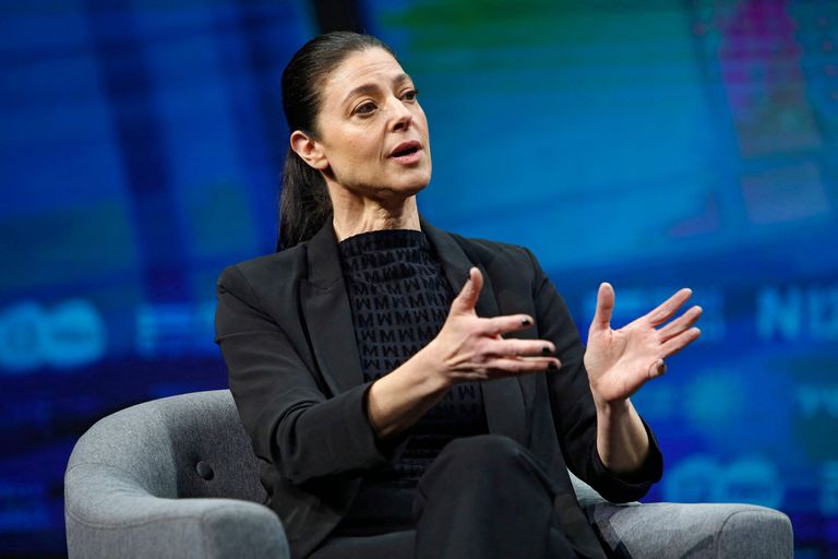 La líder del Partido Laborista israelí, Merav Michaeli, en una intervención en televisión, el día 7 en Jerusalén.
