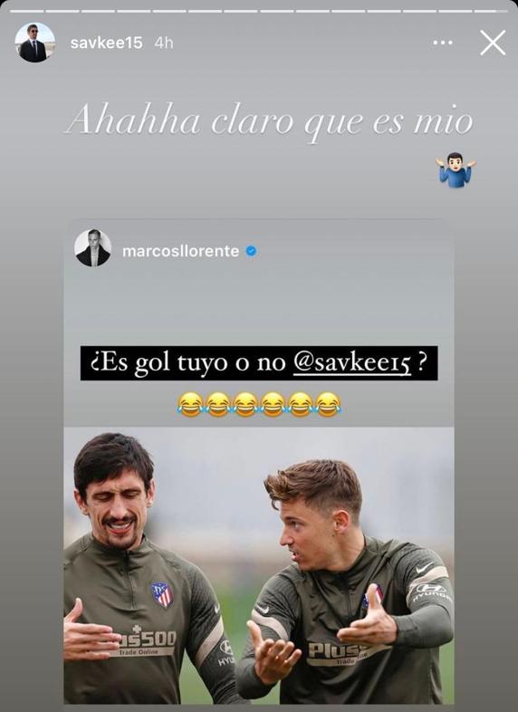 Respuesta de Savic a Marcos Llorente en redes sociales