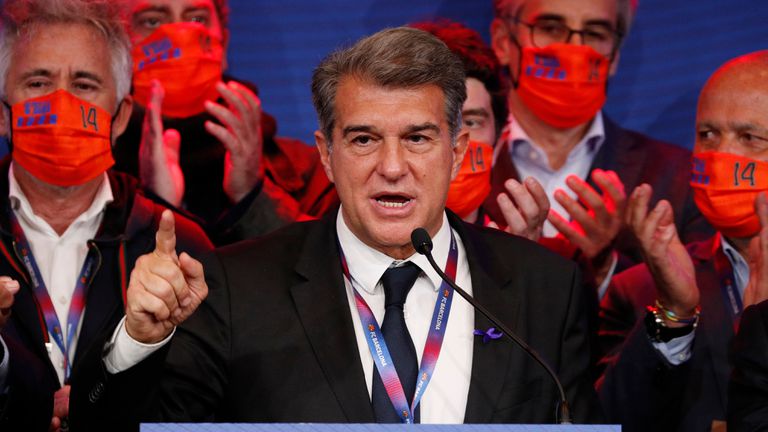 Laporta, tras ganar las elecciones del Barcelona.