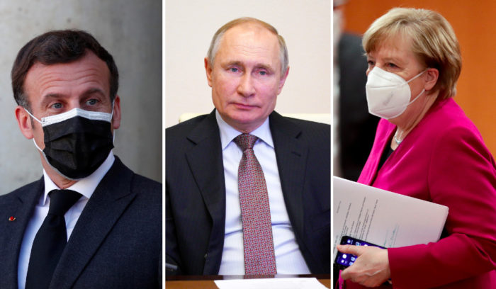 Macron y Merkel conversan con Putin sobre la vacuna Sputnik V