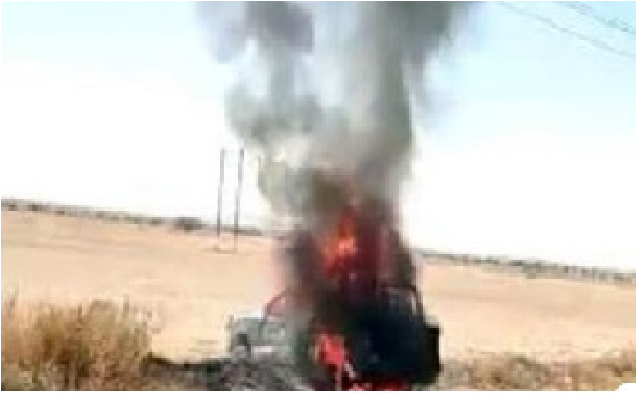 Mueren calcinados 4 Policías Estatales, hombres armados hacen explotar una patrulla